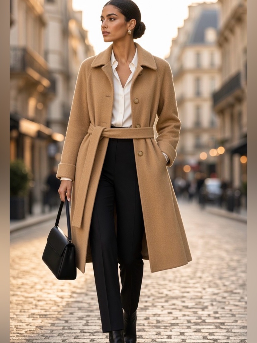 Women's Larry Levine 100% Camel hair Belted coat size 2P